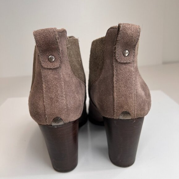 Ugg Bootie Women 10 Leather Suede Pull On Strap Heel Ankle Work Party Core Ex - Picture 5 of 15